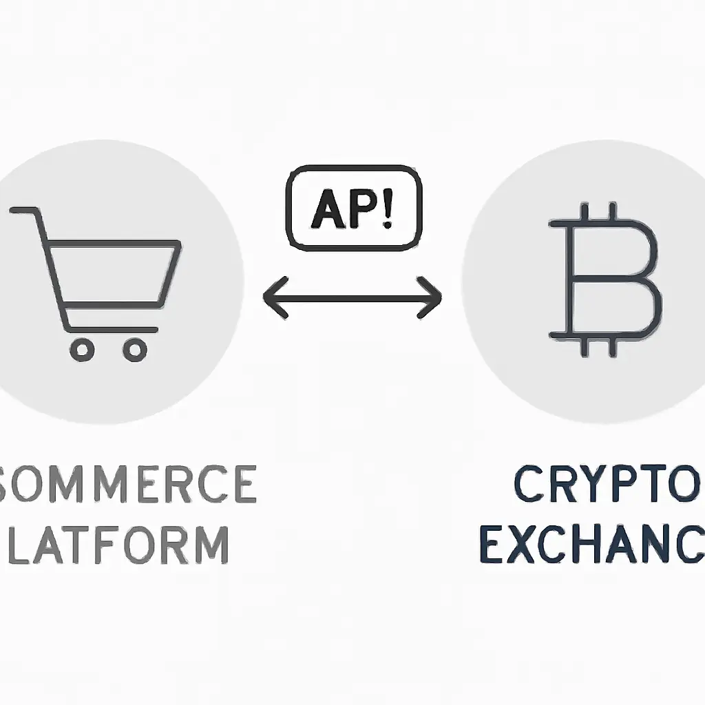 Интеграция API крипто Графическое представление интеграции API криптообменника с интернет-магазином