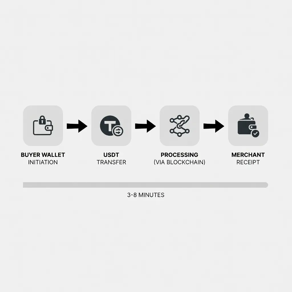 Схема оплаты сантехники через Tether Визуальная схема процесса оплаты сантехники через криптовалюту Tether USDT за 4 шага