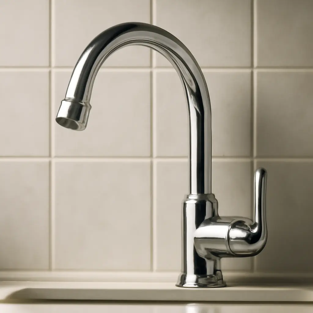 Фото качественного смесителя установленного на кухне