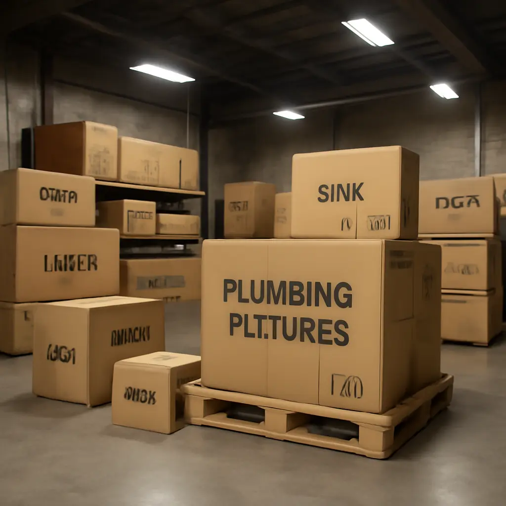 Упаковка и доставка сантехники Упакованная сантехника на складе готова к отправке