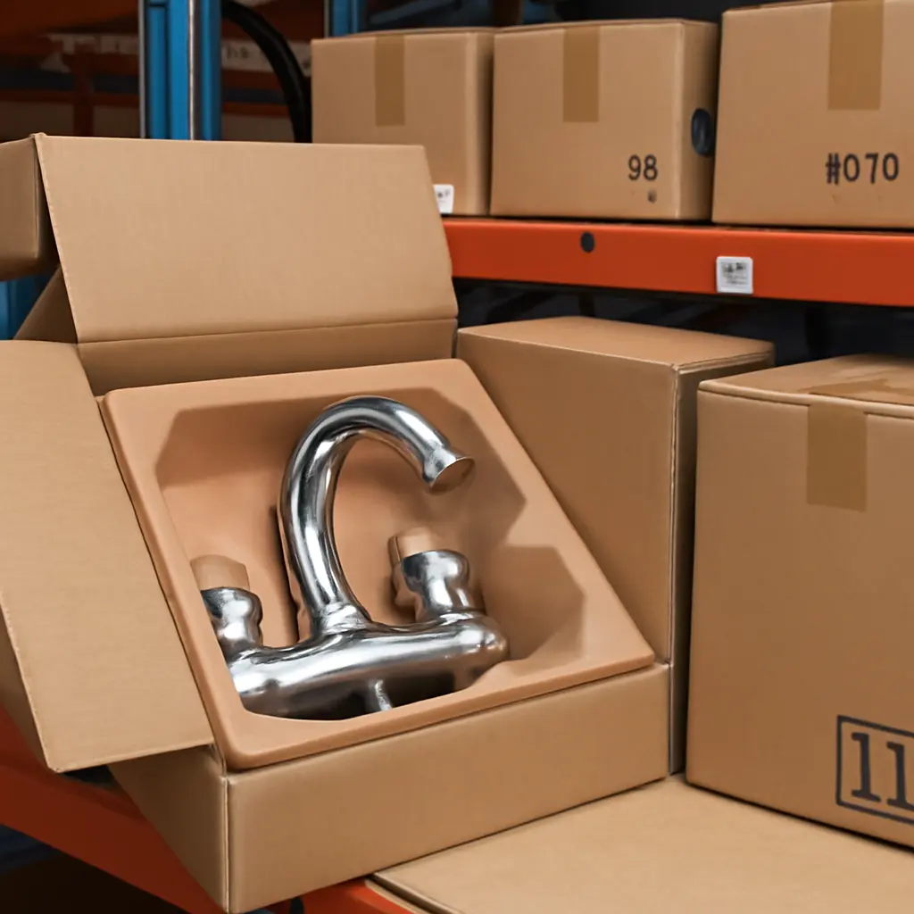 Упаковка сантехнического изделия в коробке